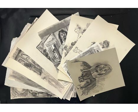 Robin Symes (British, 1939-2023)Collection of circa 11 life drawing sketches, circa 2009, some double-sidedCharcoal on paperU