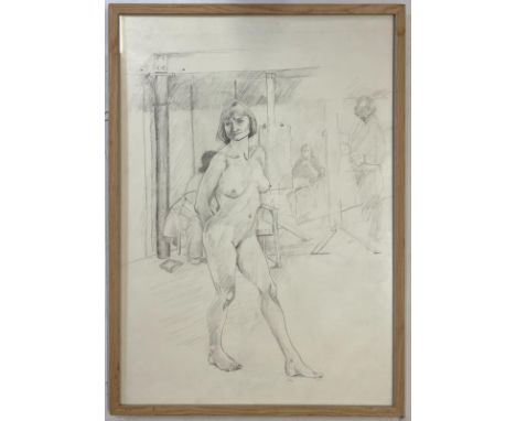Robin Symes (British, 1939-2023)Untitled - Full body life-drawing portrait of female sitterPencil on paperUnsignedFramed &amp