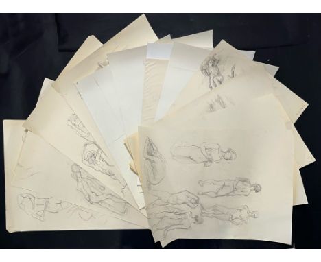 
Robin Symes (British, 1939-2023)Collection of circa 12 life drawing sketches, circa 2009, some double-sidedGraphite pencil, 