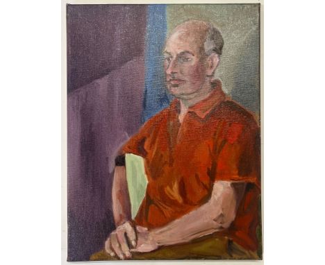 Robin Symes (British, 1939-2023)Untitled - Portrait of a Man In Red PoloshirtOil on canvasUnsignedUnframedMeasures approx. 40