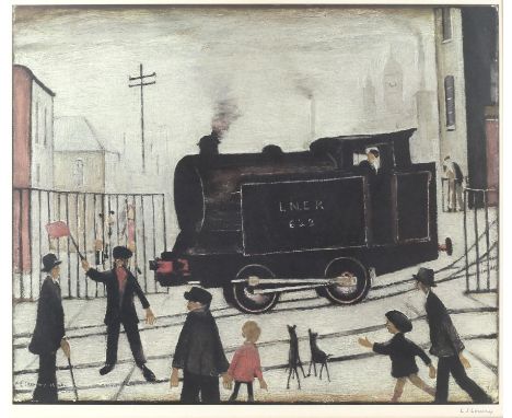 § After L. S. Lowry (British, 1887-1976), 'Level Crossing, 1946'. Print. Signed in pencil to margin. Framed and glazed. Image