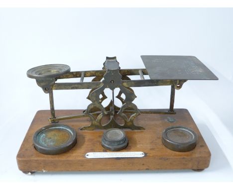 S.Mordan & Co brass postage scale with rates to pan