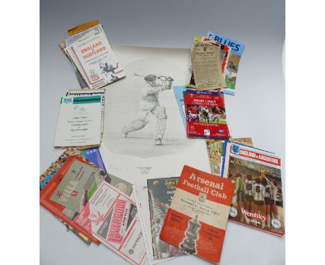 Football and rugby programmes including Wolves v Arsenal 1956, Arsenal, Middlesborough, Liverpool, Aston Villa, Gloucester Ru