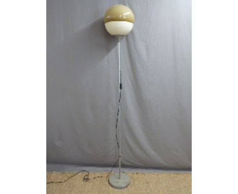 A retro style standard lamp with globular plastic shade, 200cm