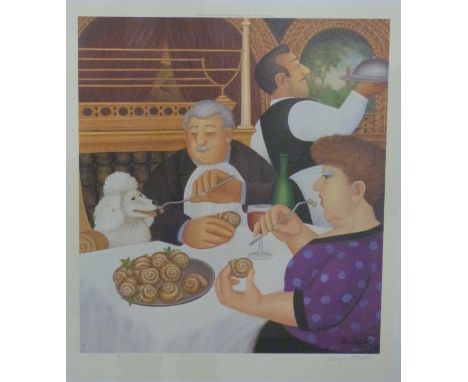 Beryl Cook pencil signed print 'Dining In Paris', 51 x 46cm