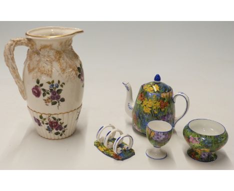 Paragon Chintz breakfast set including toast rack together with a Royal Worcester jug 