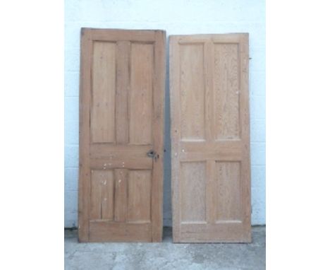 Two vintage pine doors, 80 x 200cm and 74 x 195cm 