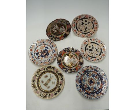 Seven Masons ironstone plates & bowls including Imari examples 