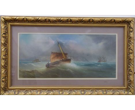 B Ward pastel seascape 'Deal Lugger off to the Wash'', signed and titled to lower edge, 29cm x 57cm