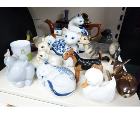 Ceramic teapots, animals etc including Beswick & Goebel