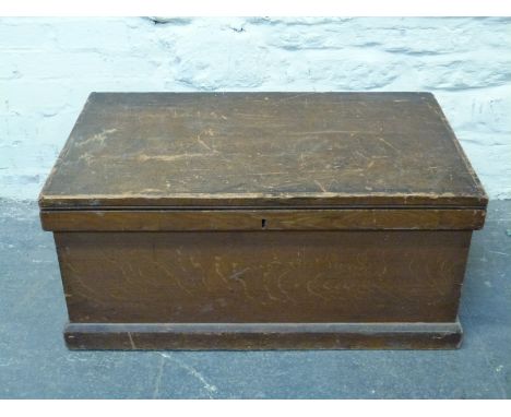 A 19thC pitch pine trunk, W87 x D57 x H40cm