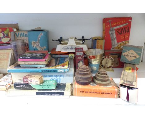 Advertisingware and ephemera in original packaging, including Mambo talcum powder x 2, Spenby Exerciser, hair clippers, hair 