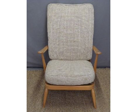 Retro upholstered armchair, probably Ercol but unmarked