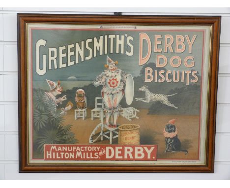Greensmiths Derby dog biscuits framed poster, 55 x 60cm 