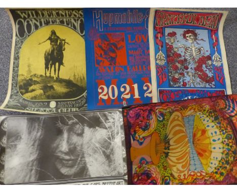 Collection of posters in the psychedelic style of San Francisco Poster Company, Bill Graham and Family Dog some with Nigel Me