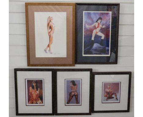 Five various erotic / nude limited edition prints including Corfield and Olga Ermolova, 39 x 24cm