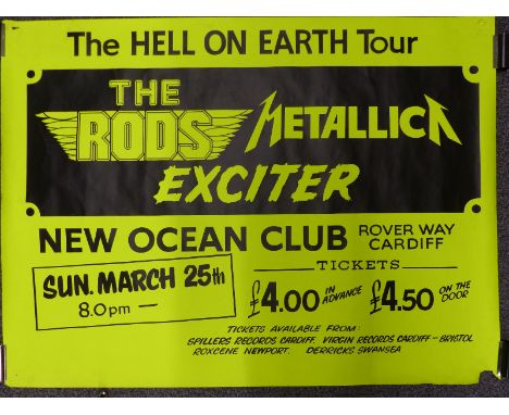 A collection of posters for Saxon, Judas Priest and Scorpion and a poster for Metallica 1984 four date tour including two can