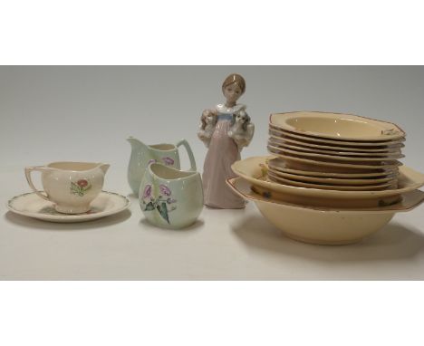 A collection of ceramics to include Royal Doulton dessert dishes, Susie Cooper 'Parrot Tulip' E2396, Carltonware and a Lladro