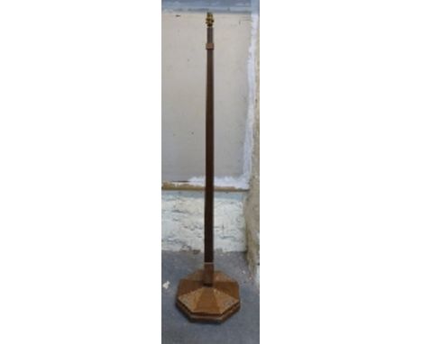 Art Deco carved walnut standard lamp, height 166cm