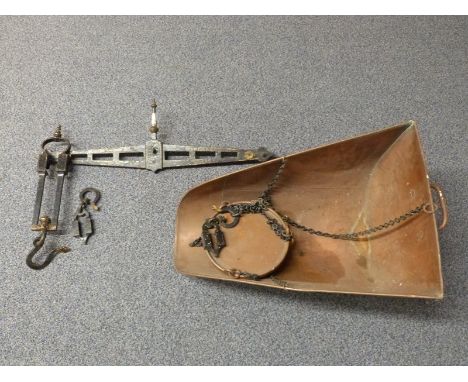 Baloons Manchester cast iron beam scale with large copper hod shaped pan