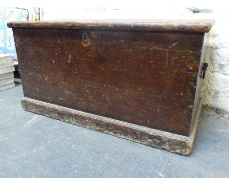 A 19thC stained pine trunk W90 x D45 x H49cm 