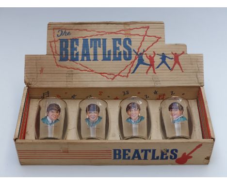 Set of four Beatles portrait glasses by Joseph Lang, in original box