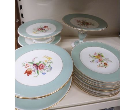 A late Victorian dessert service comprising 10 plates & 4 cake stands