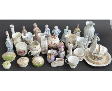 A quantity of ceramic figures, Colclough teaware etc 
