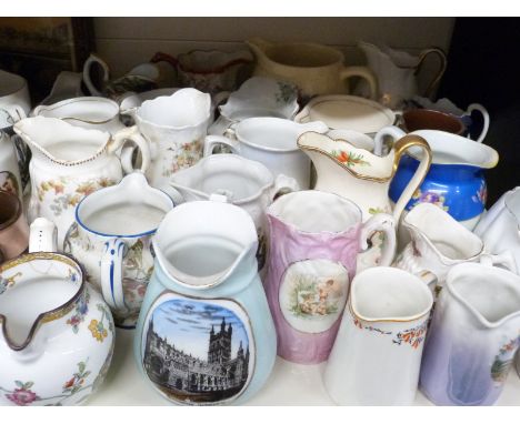 A collection of milk and cream jugs including Spode, jug and basin etc 