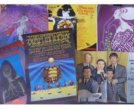 Collection of posters in the psychedelic style including Captain Beefheart designed by Hapshash and the Coloured Coat etc