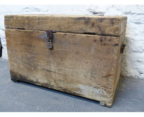 A 19thC pine chest or trunk W81 x D45 x H53cm 
