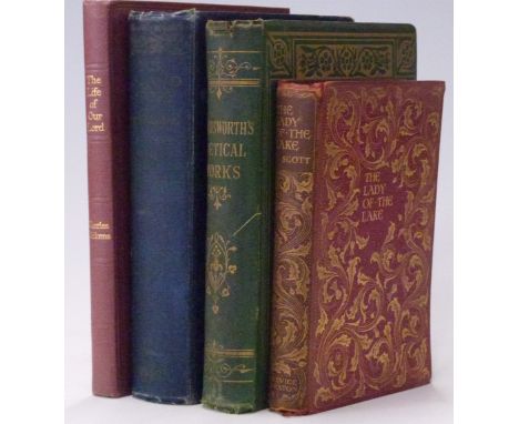 Wordsworth Poetical Works illustrated with wood engravings 1866 ornate gilt decorated green cloth Sir Walter Scott's Lady of 