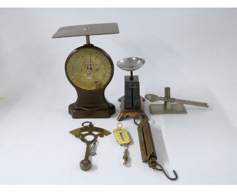 Salter No11 letter balance, Salter egg scale, Salter postal spring balance, swinging arm letter scale, another letter scale a