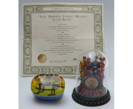 Beatles Franklin Mint Sgt Pepper's limited edition figure in glass dome with certificate with a Franklin Mint I Want to Hold 