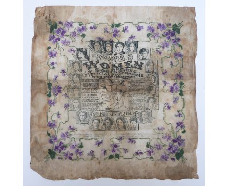 Suffragette original crepe paper souvenir 'The Original Programme For The Great Votes For Women Demonstration In Hyde Park' 2