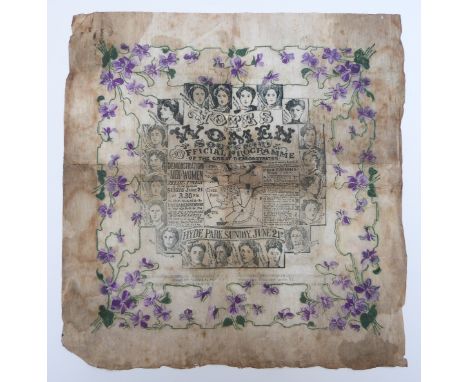 Suffragette original crepe paper souvenir 'The Original Programme For The Great Votes For Women Demonstration In Hyde Park' 2