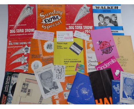 Theatre and concert programmes, artists include Ravi Shankar, The Hollies, Gerry and the Pacemakers, Billy Fury, Sandie Shaw,