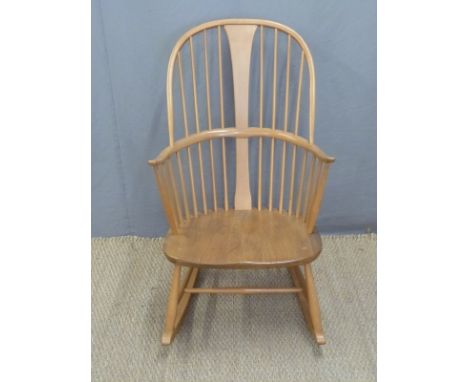 Ercol light elm rocking chair, height 102cm