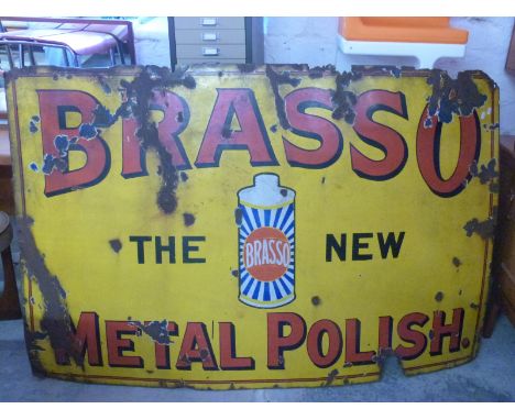 Vintage enamel advertising sign 'Brasso The New Metal Polish'