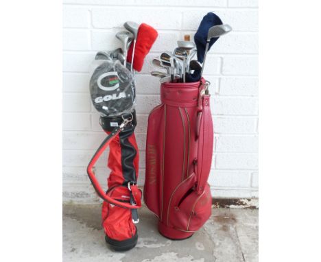 Two sets of golf clubs including Donnay, Howson, Fazer, Malibu etc in two bags 