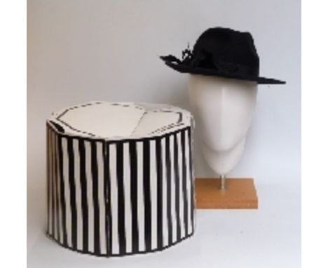 Vivien Sheriff navy blue trilby hat with box, leaflet etc