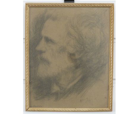 H.E. Smith charcoal portrait of a man, signed and dated 09 lower right and titled Erge Meredith lower left, approximately 25 