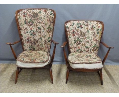 Two Ercol armchairs with removable upholstered cushions