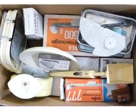 Quantity of kitchen scales, measuring and weighing spoons etc, many boxed 
