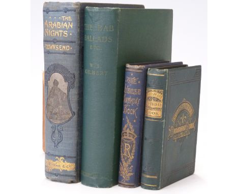 Shakespeare Birthday Book 1880, Jubilee Birthday Book (c1880s) with chromo frontis & title, The Arabian Nights illustrated wi