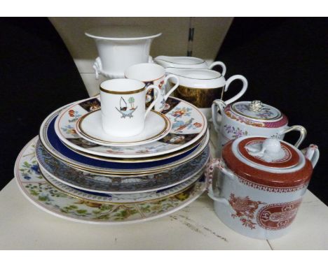 Royal Worcester including a blank prestige urn, gold feathers jug, Empire, Joshua Reynolds pattern, Spode items etc