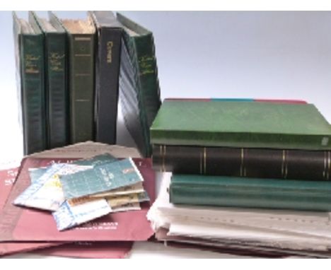 Five albums of first day covers and a box of unused albums, stockbooks and album leaves 