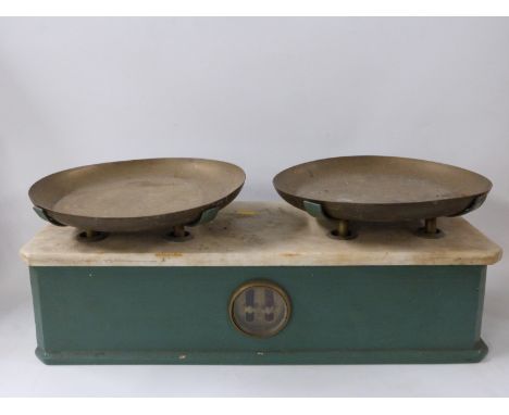 19thC shop scales with marble top 