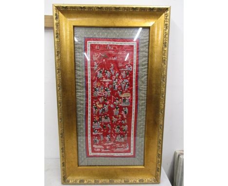 Framed Chinese tapestry 80x48cm