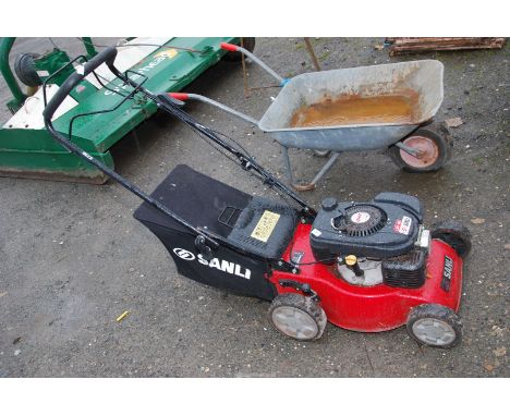 A Sanli propelled petrol-engined rotary lawnmower.